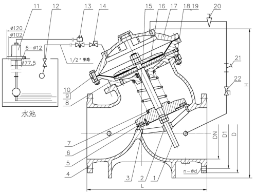 F145X電動遙控浮球閥使用說明書-工作原理(圖1)
